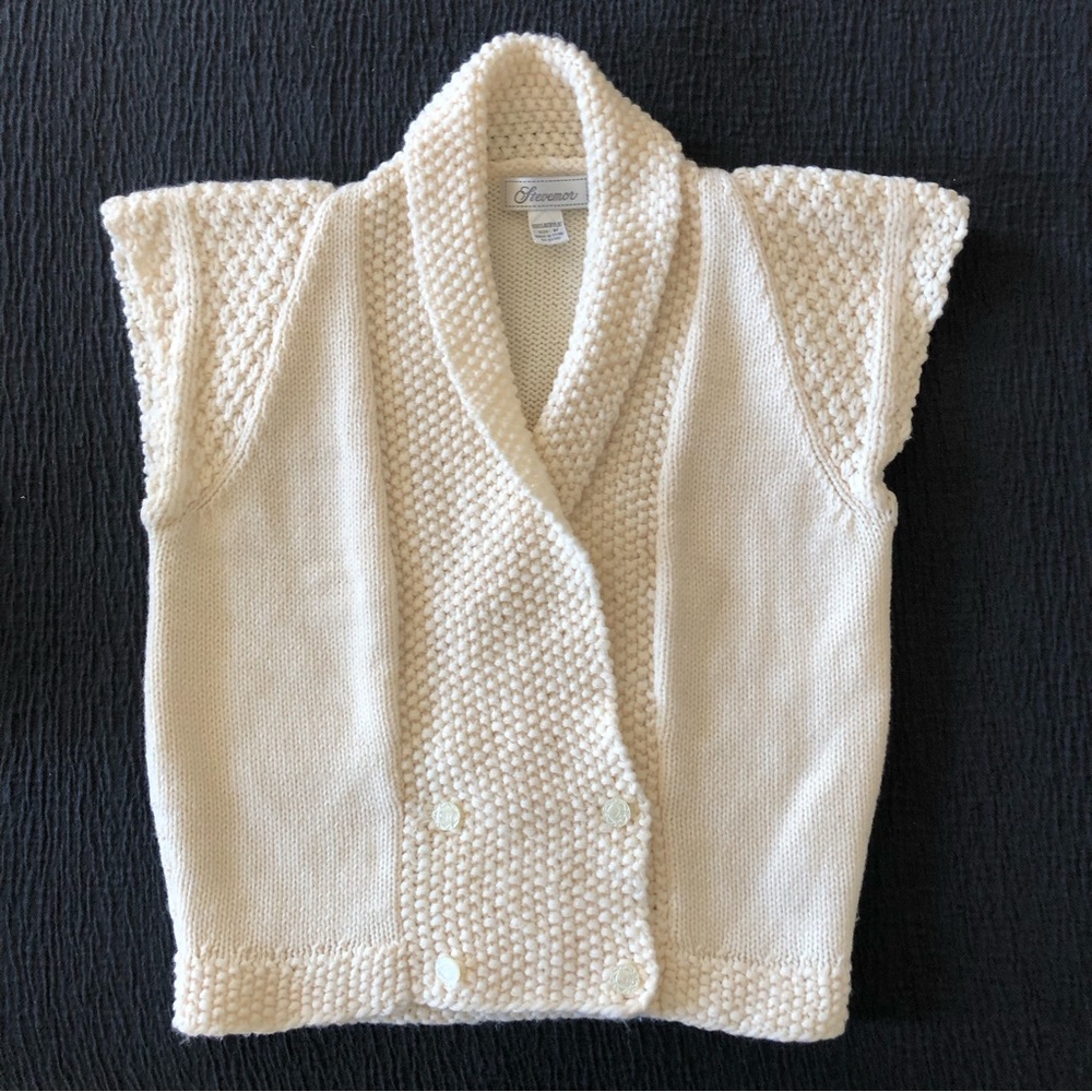 VINTAGE Stevemor Capped Sleeve Knit Top with mini-shawl collar